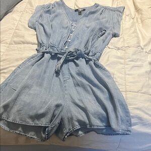 Aqua Light Blue Denim Top